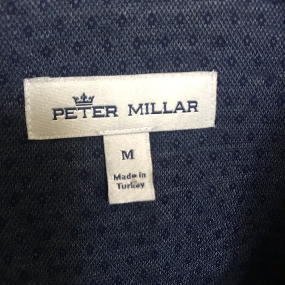 Peter Millar Shirt Size‎ Medium Blue Birdseye Stretch Knit Long Sleeve Button Up - Picture 2 of 9